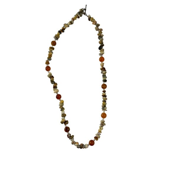 Earth Tone Natural Stone Chip Necklace Round Bead Spacers Fall Colors - Picture 2 of 7